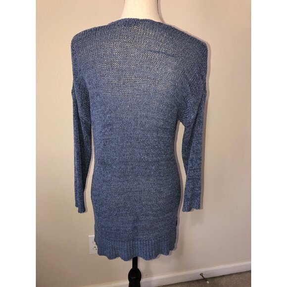 Ralph Lauren Chaps Womens Size M Sweater Loose Knit Lightweight 3/4 Sleeves Blue - Picture 5 of 9